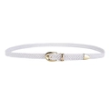 Sottile cintura intrecciata bianca con fibbia ovale dorata per abiti estivi chic - Bianco