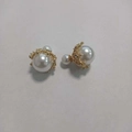 Elegant double-sided faux pearl earrings with sparkling crystal accents in gold finish - 4# Silver Needle / Gold Pearl