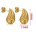 18K gold plated teardrop earrings with lattice texture measuring 18mm by 11mm - Single Piece / Gold-Square Pattern
