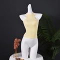 Slim fit light yellow ribbed knit halter top featuring a racerback design for women - S / Light Yellow