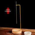 Minimalist gold hanging incense burner with natural wood base for home zen decor - Style L / Gold
