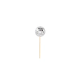 Silver disco mirror ball cake topper decoration with a wooden stick on white background - 2cm Mirror Ball + Wood Stick