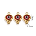 7mm red evil eye charm in 18K gold plated stainless steel for DIY jewelry making - Double Hole / Gold-Red