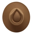 Top down view of khaki wool fedora hat with teardrop crown and classic wide flat brim - M (56-58cm) / Light Coffee