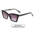 Modern black square sunglasses for men featuring gradient grey lenses and metal accents - Black Frame Gradient Gray Lens