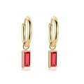 Orecchini minimalisti placcati in oro 14K con pendenti in zircone rosso taglio smeraldo - Orecchini in Zircone Rosso (SE21062906R)