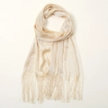Sparkling gold metallic thread bikini cover up shawl with long tassel fringes in champagne - Beige