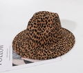Classic leopard print wool felt fedora hat for men and women on a white background - Adjustable / Leopard Print