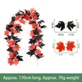Guirnalda de arce negro y naranja de 170cm para decoración de Halloween y otoño - B031 Guirnalda de Hojas de Arce Mezcladas Rojas y Negras / 170cm