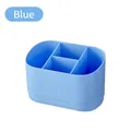 Blue 4-compartment plastic desk organizer for stationery with minimalist design - Blue (No Stickers)