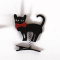 Pince à cheveux Halloween chat noir avec ressort et nœud à paillettes rouges - Style I (Chat Noir avec Noeud)
