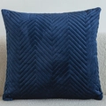 Blue dutch velvet pillow cover with premium embossed herringbone quilted texture - Dark Blue
