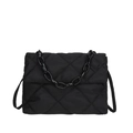 Quilted black shoulder bag with chic diamond patterns and bold chain strap detail - Black
