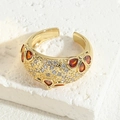 Luxury court style open ring with orange drop zircon and 14K gold plating finish - Flower Zirconia Style (JZ0236)