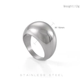 Detailed specs of silver polished stainless steel dome ring showing 16mm width and 12g weight - US 9 / Minimalist Dome Style (KR35154-K) / Silver