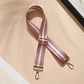 Adjustable wide pink and white striped bag strap with premium gold metal hardware buckles - Pink and Gold (Gold Buckle)