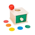 Montessori wooden drawer box set with red ball and colorful coins for early learning - 2-in-1 Single Drawer Box 0.4kg