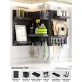 Black modular pegboard system set including shelves and hooks for kitchen wall storage - Long Board Set 3 / Black