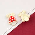 Red Christmas bell charms with white snowflake patterns for DIY jewelry necklaces - 29# Cream White Antler Bell