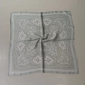Elegant sage green paisley silk-like square scarf with white floral patterns and satin finish - New Cashew Green Square Scarf / 65