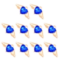 Lot de 10 pendentifs cœur bleu foncé avec ailes dorées pour la création de bijoux DIY - Bleu Saphir