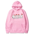 Rosa Weihnachts-Hoodie für Damen und Herren mit festlichem Geister-Print und Kapuze - S / Rosa