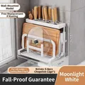 Wall-mounted moonlight white kitchen rack for knives, cutting board, and utensil holder - Moonlight White / Countertop Single Tube