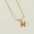 Minimalist gold stainless steel chain necklace with sparkling zircon Letter H pendant - Letter H