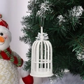 Addobbo per albero di Natale a forma di gabbia bianca con glitter su rami di pino verdi - Gabbia per uccelli / 16cm