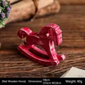 Vintage red wooden rocking horse ornament with distressed white finish for home decor - Red