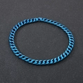 Collana cubana hip hop da 15 mm blu brillante da uomo in resistente acciaio al titanio - Blu (KN282336-KJX)