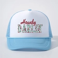 Cappellino trucker bianco e blu con stampa Howdy DARLIN' rossa e rete traspirante - Bianco/Celeste