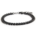 Bracciale da uomo hip-hop in acciaio inossidabile nero con maglia cubana e moschettone - 7mm / Nero