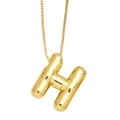Minimalist golden balloon letter H pendant necklace with high-polished box chain - Letter H