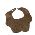 Brown muslin cotton baby bib in U-shape with double snap buttons on a white background - Dark Coffee