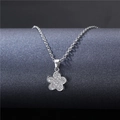 Elegant silver flower pendant necklace with shimmering zircon stones on an O-chain - Tl98 (with Chain)