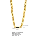 Detail van 316L roestvrijstalen Cubaanse ketting met zwarte rechthoekige hanger - Gouden Cubaanse Schakelketting - Zwart