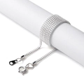 Detail showing high-polish silver box chain with lobster clasp for DIY jewelry - 51cm / Silver Box Chain