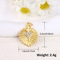 Ciondolo a croce cuore dorato con zirconi, 2,2x1,8cm, peso 2,4g per gioielli DIY - A0204 Croce Radiante Sacro Cuore