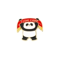 Panda enamel pin badge holding a red banner with I LOVE CHINA text - Panda - I Love China