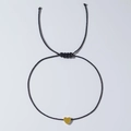 Adjustable black braided rope bracelet with golden heart charm for friendship - Minimalist Black String Gold Heart (QT-B23120910D)