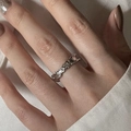 Minimalist 925 sterling silver open ring with irregular organic lava texture finish - J1965 Irregular Organic Texture