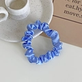 Sky blue satin scrunchie with silk luster for ponytail styling and hair accessory - Light Blue