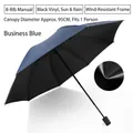 Business blue 8-rib manual folding umbrella with black UV coating and 95cm diameter - 8-Rib Manual Black Glue / Business Blue