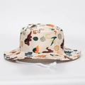 Détail d'un chapeau bob pour enfants avec motif dinosaure et mentonnière réglable - 52cm / Dinosaure Dessin Animé Beige (10#)