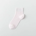 Light pink silk mesh ankle sock featuring a ribbed knit texture and breathable lyocell fabric - One Size / Pink