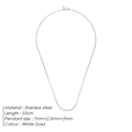 Collier minimaliste en acier inoxydable pour hommes en or blanc de 55cm de long - Platine