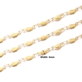 Golden leaf-shaped stainless steel DIY jewelry chain with 4mm width for necklaces - Leaf / Gold