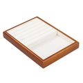 Solid wood jewelry tray with white velvet lining for rings and bracelets display - Brown Flat & Ring Combo Tray-White Velvet