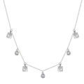 Collana boho in argento con ciondoli rettangolari a rilievo e cristalli rotondi - Rilievo quadrato e zirconia rotonda / Argento